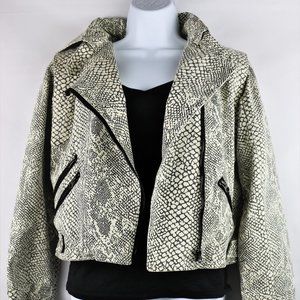 Moi Faux Snake Print Moto Jacket